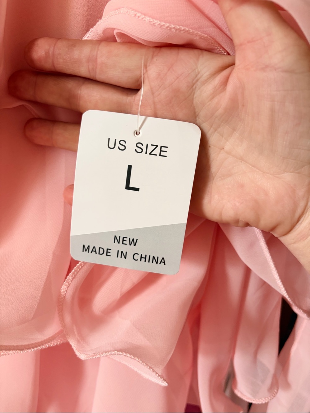 Feminine romantic baby pink layered chiffon lettuce hem top - Picture 10 of 10